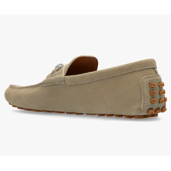 Gucci Oatmeal Beige Suede GG Logo Horsebit Slip On Driver Loafer Flat G 9 US 10 - Picture 12 of 16